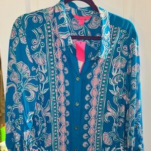 NWT Lilly Pulitzer XL Natalie Coverup turquoise teal